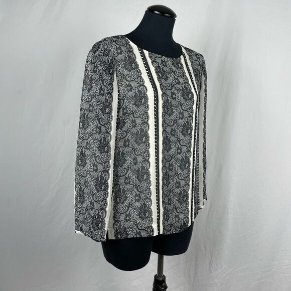 J. Crew Chiffon Lace Pattern Blouse - Women’s 6 - Picture 2 of 6